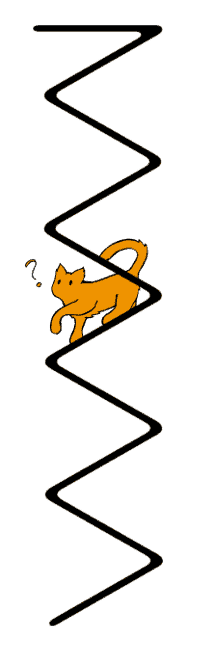 falt-katzenleiter-comic-style Comicbild von Katze auf der Katzenleiter